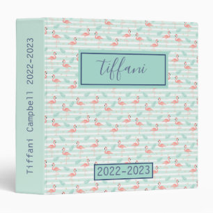Cute Pink Flamingo and Leaves Binder