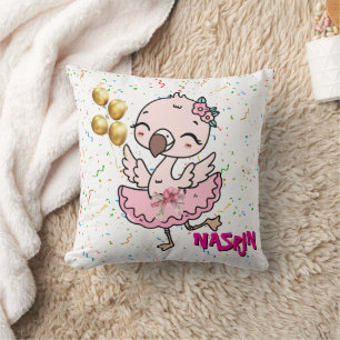 Cute pink  Flamingo Ballerina   Throw Pillow