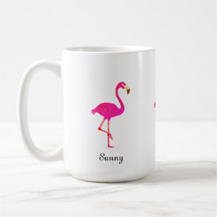 Cute pink flamingo & calligraphy coffee mug