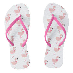 Cute Pink Flamingo Cartoon Pattern Flip Flops