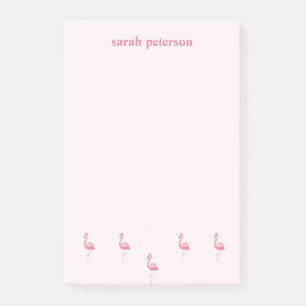 Cute pink flamingo custom name pink post-it notes