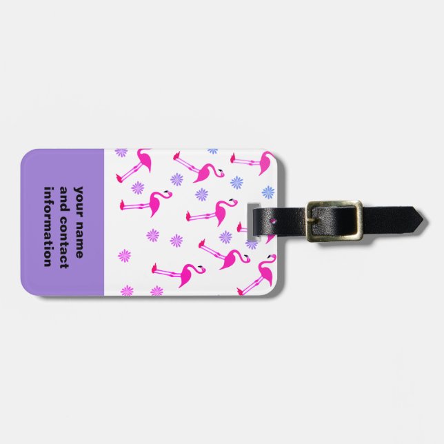 cute pink flamingo design custom luggage tag (Front Horizontal)