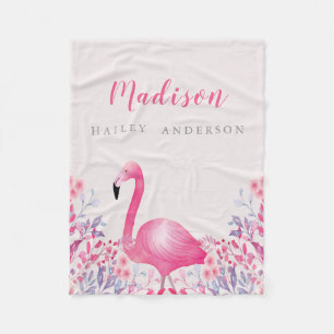 Cute Pink Flamingo Fleece Blanket