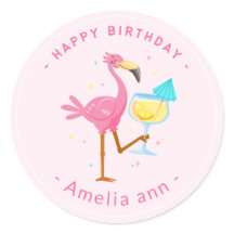 CUTE PINK FLAMINGO HAPPY BIRTHDAY GIRL