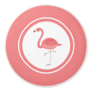 Cute Pink Flamingo Illustration Ceramic Knob