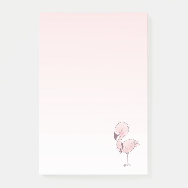 Cute Pink Flamingo Illustration Post-it Notes (Front)