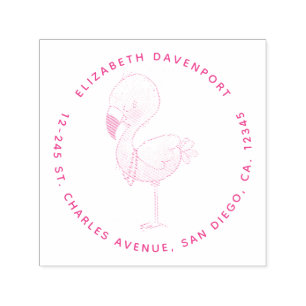 Cute Pink Flamingo Illustration Self-inking Stamp