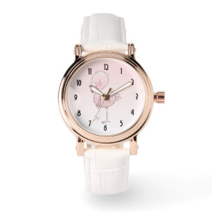 Cute Pink Flamingo Illustration Watch