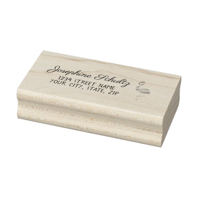Cute Pink Flamingo Label Rubber Stamp (Stamp)