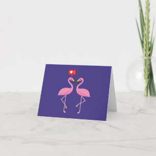 Cute Pink Flamingo Like Heart Pastel Add Text Card