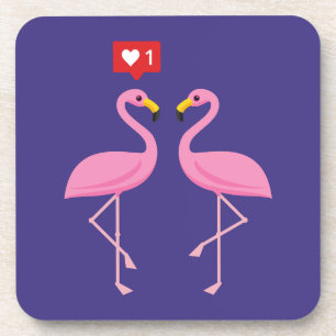 Cute Pink Flamingo Like Heart Pastel Coaster