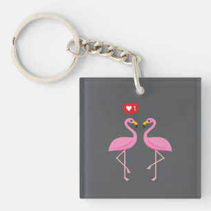 Cute Pink Flamingo Like Heart Pastel Keychain