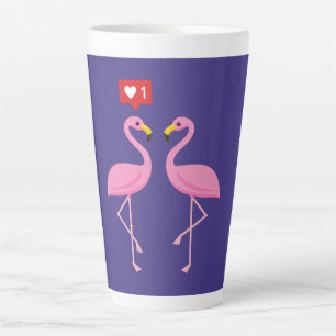 Cute Pink Flamingo Like Heart Pastel Latte Mug