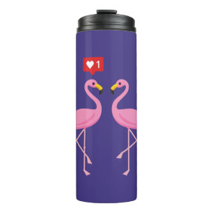 Cute Pink Flamingo Like Heart Pastel Thermal Tumbler
