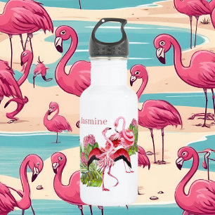 cute pink flamingo lovers add name 532 ml water bottle