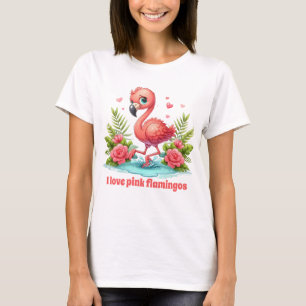 Cute pink flamingo lovers customizable T-Shirt