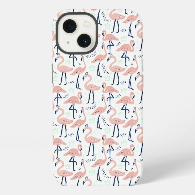 Cute pink flamingo mask iPhone case (Back)