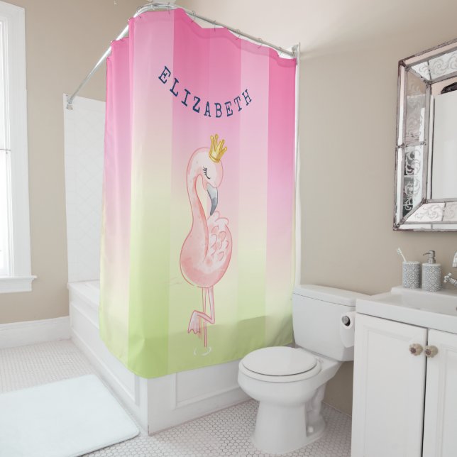 Cute Pink Flamingo Ombre Striped    (In Situ)
