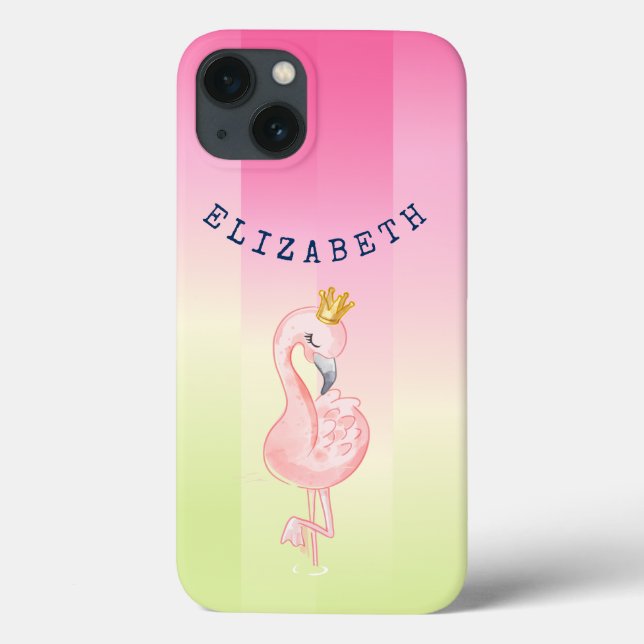 Cute Pink Flamingo Ombre Striped     Case-Mate iPhone Case (Back)