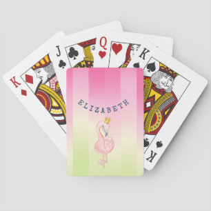 Cute Pink Flamingo Ombre Striped  Playing Cards