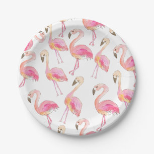 Cute pink flamingo paper plate