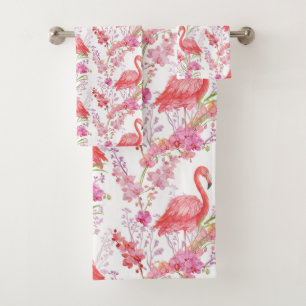 Cute pink flamingo pattern beach decor towels