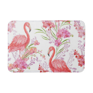 Cute pink flamingo pattern tiled bathmat