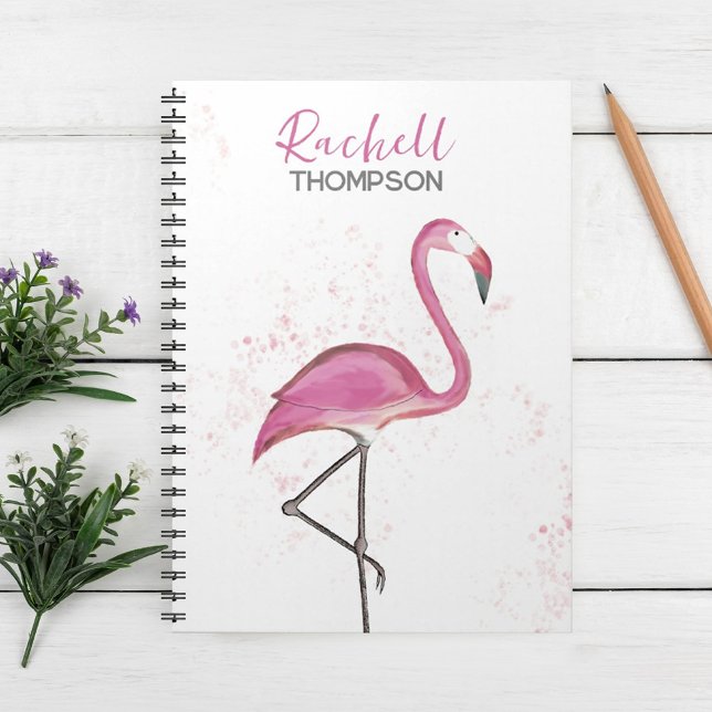 Cute Pink Flamingo Personalized  Notebook (Creator Uploaded)