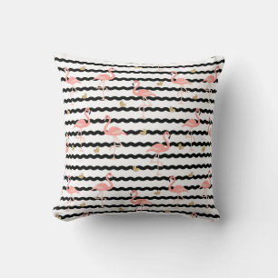 Cute Pink Flamingo Seamless Pattern Throw Pillow