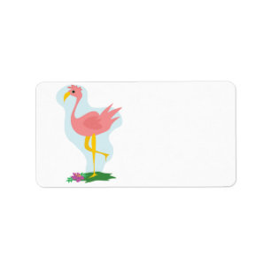 cute pink flamingo standing in the yard label