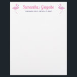 Cute Pink Flamingo with Purple Letterhead<br><div class="desc">This adorable pink flamingo letterhead is fabulous to grab the attention of anyone you're corresponding with. With it's pink and purple script and block fonts to personalize your name and/or business and well as other details,  it will add a wonderful touch to your office stationery.</div>