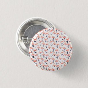 Cute pink flamingos 1 inch round button