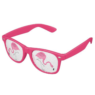 Cute Pink Flamingos Illustration Retro Sunglasses