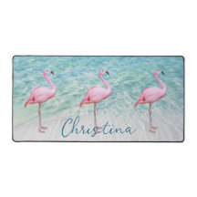 Cute Pink Flamingos Tropical Beach Customizable