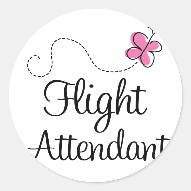 Cute Pink Flight Attendant Classic Round Sticker (Front)