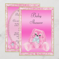 Cute Pink Floppy Ears Bunny Baby Shower