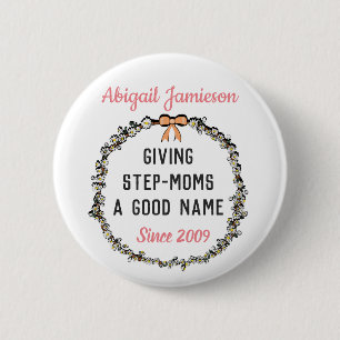 Cute Pink Floral Best Stepmom Happy Mother's Day  2 Inch Round Button