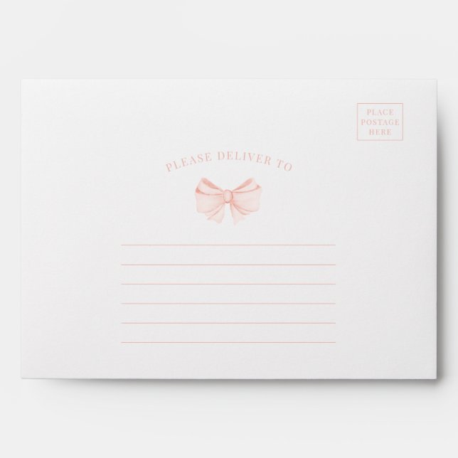 Cute pink floral bow baby girl shower Envelope (Front)