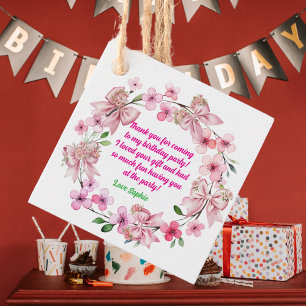 Cute Pink Floral Bow Girl Photo Birthday  Favour Tags