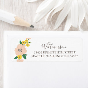 Cute Pink Floral Bridal Shower Return Address