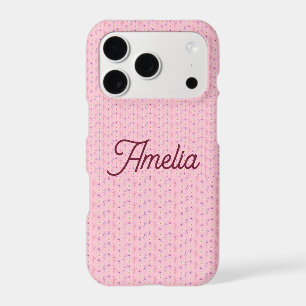 Cute Pink Floral Coquette Personalize Name iPhone