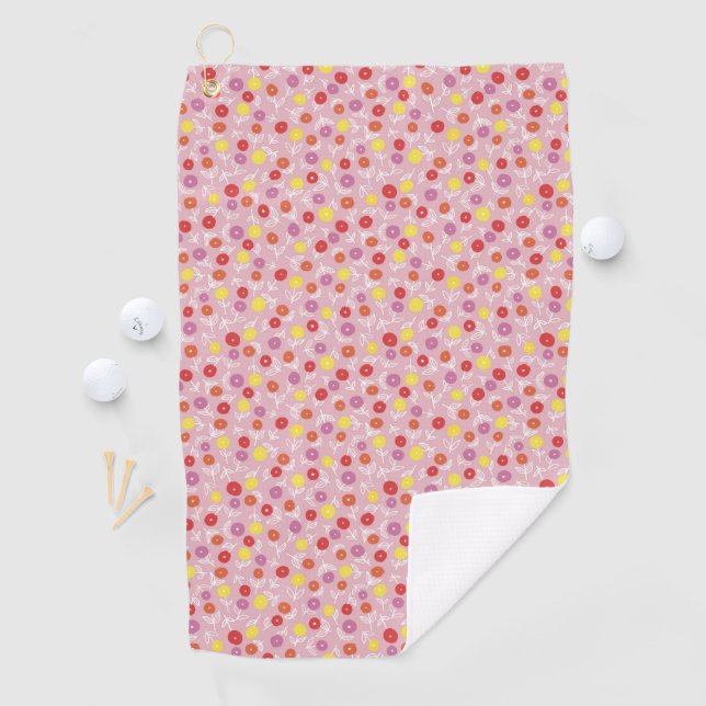 Cute Pink Floral Ditsy Golf Towel (InSitu)