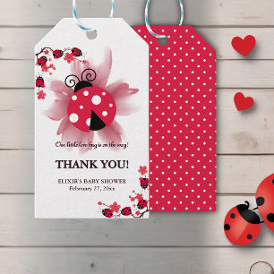 Cute Pink Floral Our Little Love Bug Baby Shower Gift Tags