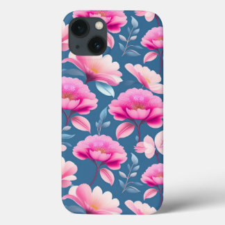 cute pink floral pattern iPhone 13 case