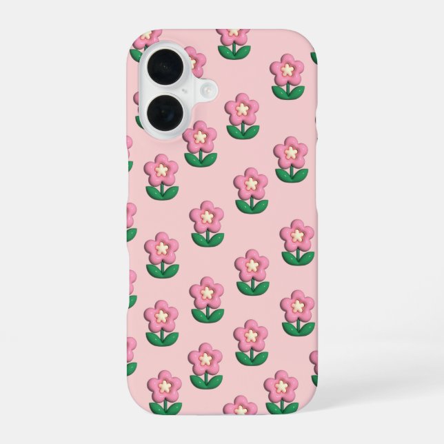 Cute Pink Floral Phone Case |Aesthetic iPhone Case (Back)