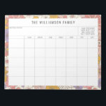 Cute Pink Floral Simple Family Planner Calendar Notepad<br><div class="desc">Modern Cute Pink and Yellow Floral Border Personalized Family Planner and Calendar Notepad</div>