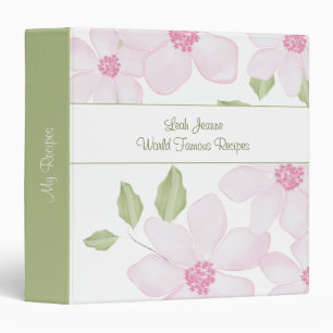 Cute Pink Floral Simple Minimalist Botanical Binder