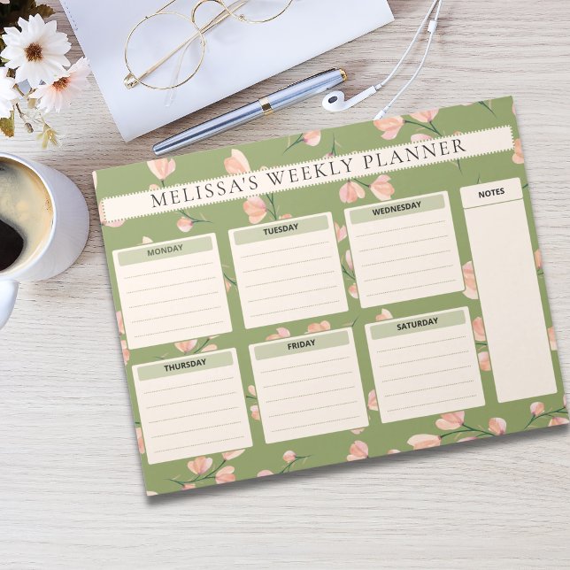 Cute Pink Floral Weekly Planner Notepad (Cute Pink Floral Weekly Planner Notepad
)
