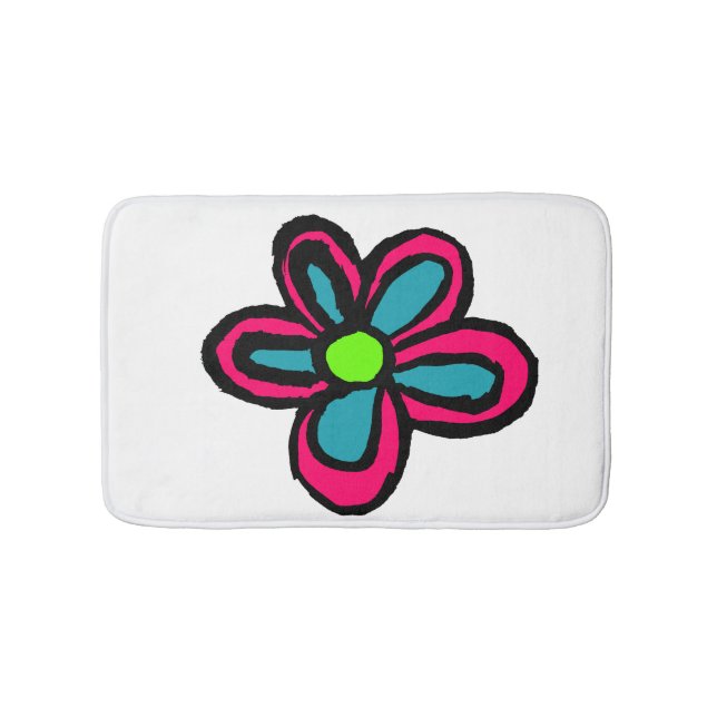Cute pink flower bath mat (Front)