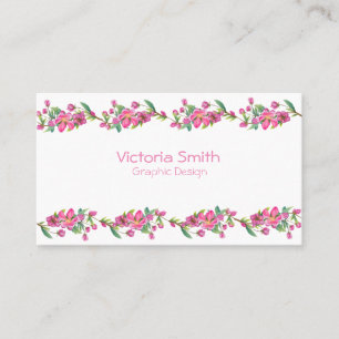 Cute Pink Flower Floral Cherryblossoms Branch Business Card